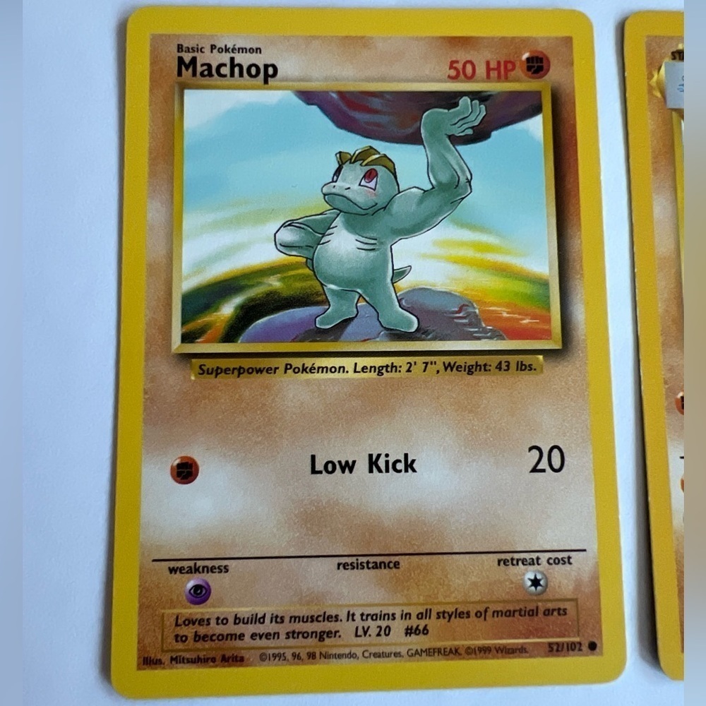 Pokemon 1995 Machop Machoke Two Set Of cards Collectors Game Vintage - Picture 2 of 6
